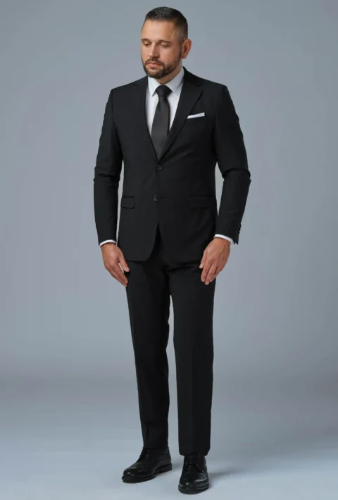 Business / classic Pánsky oblek v matnej čiernej farbe