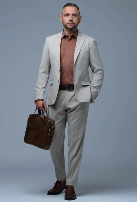 Business / classic Pánsky ľahký oblek vo svetlobéžovej farbe