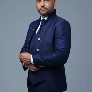 Pánsky slávnostný trojkomplet v modrej