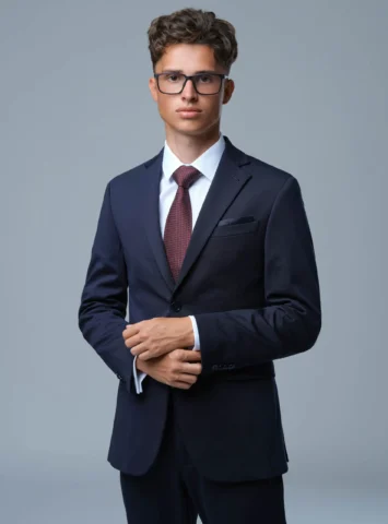 Pánsky tmavomodrý moderný oblek Fortis