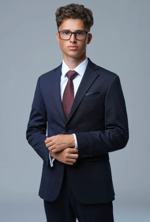 Pánsky tmavomodrý moderný oblek Fortis